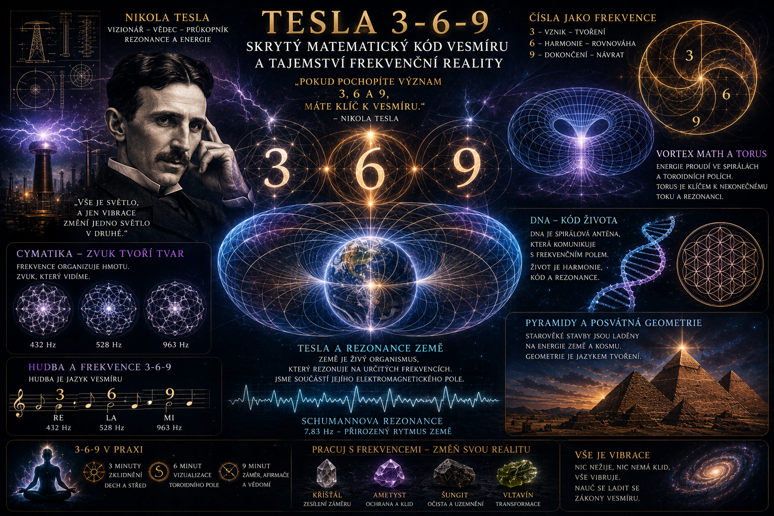 Skrytý matematický kód vesmíru 3 6 9 Nikola Tesla