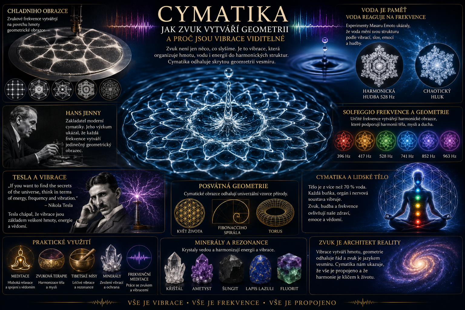 Cymatika: Jak zvuk vytváří geometrii a proč jsou vibrace viditelné | Energie Frekvence Vibrace