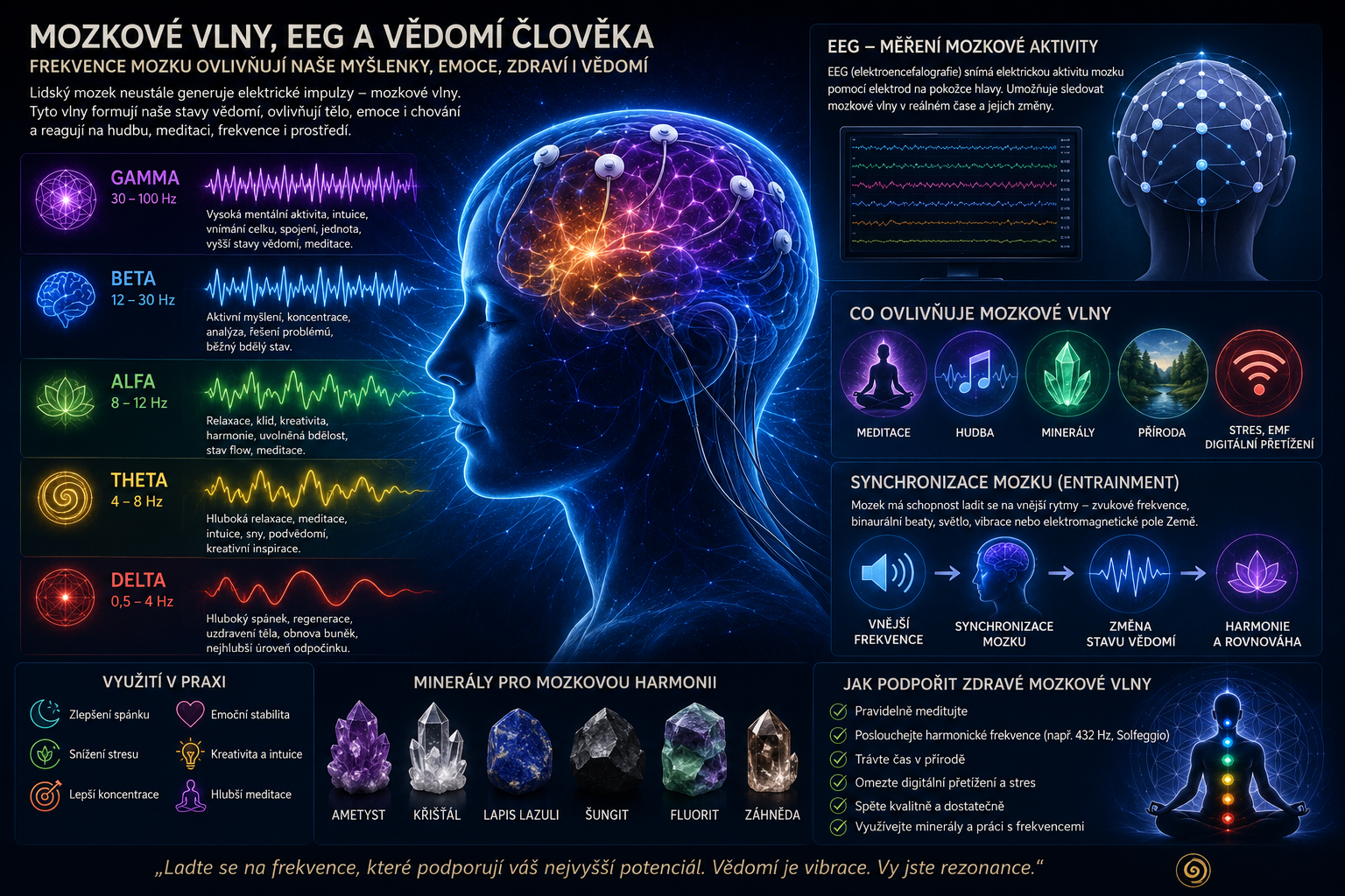 Mozkové vlny, EEG a vědomí člověka: Jak frekvence mozku ovlivňují realitu, meditaci a lidské vědomí