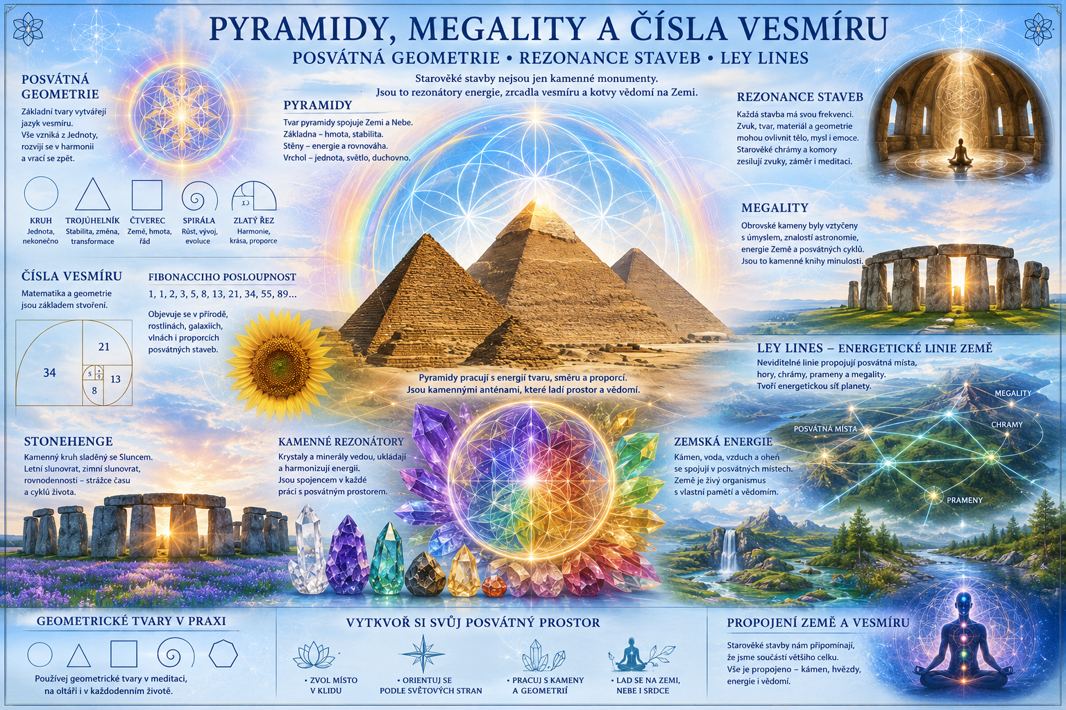Kamenné rezonátory dávných civilizací: Pyramidy, megality, ley lines a posvátná geometrie jako frekvenční mapa vesmíru